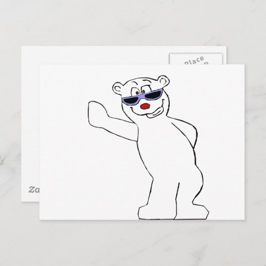 Carte Postale Ours Polaire En Dessin Avec Tons Cool (Devant / Derrière)