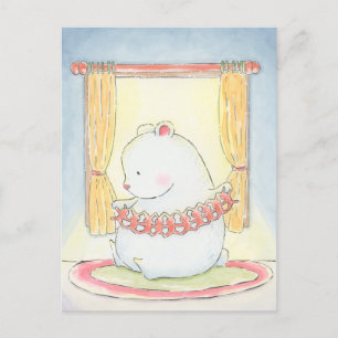 Carte Postale Ours polaire et lapin ensemble tout seuls aquarell