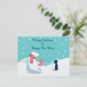 Carte Postale Ours polaire et pingouin ! (Debout devant)