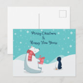 Carte Postale Ours polaire et pingouin ! (Devant / Derrière)