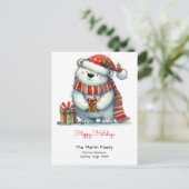 Carte Postale Ours polaire fantaisiste avec un chapeau de Père N (Debout devant)