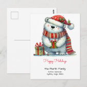 Carte Postale Ours polaire fantaisiste avec un chapeau de Père N (Devant / Derrière)