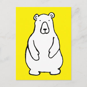 Carte Postale Ours polaire grizzly de dessin animé drôle jaune