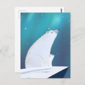 Carte Postale Ours polaire mignon Hiver léger du Nord (Devant / Derrière)