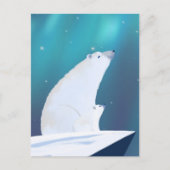 Carte Postale Ours polaire mignon Hiver léger du Nord (Devant)