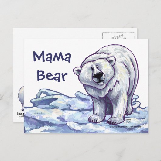 Carte Postale Ours polaire mignon pour maman (Devant / Derrière)