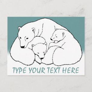 Carte postale Ours Polaire Ours Famille Art Cartes