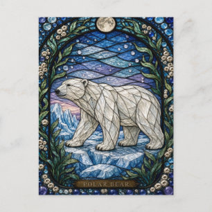 Carte Postale Ours Polaire Pack Glace Illumina Vitrail