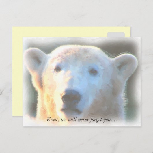 Carte Postale Ours polaire R.I.P. Knut aquarelle (Devant / Derrière)