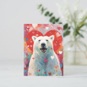 Carte Postale Ours polaire Saint Valentin (Debout devant)