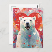 Carte Postale Ours polaire Saint Valentin (Devant / Derrière)