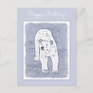 Carte Postale Ours polaire sur la peinture sur glace - Art origi