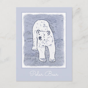 Carte Postale Ours polaire sur la peinture sur glace - Art origi