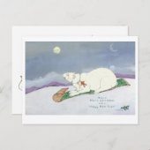 Carte Postale Ours polaire Tobogganing (Devant / Derrière)