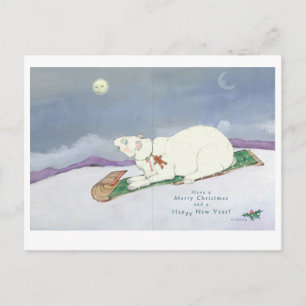Carte Postale Ours polaire Tobogganing