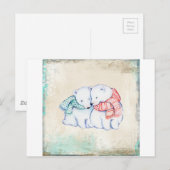 Carte Postale Ours polaires Couple (Devant / Derrière)