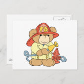 Carte Postale Ours pompier mignon (Devant / Derrière)