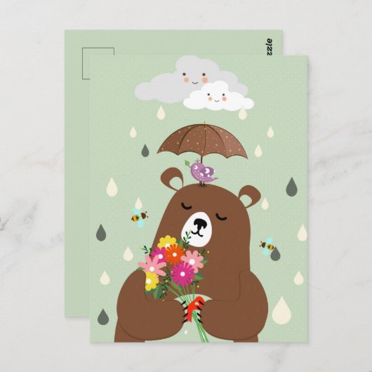 Carte Postale Ours romantique mignon (Devant / Derrière)