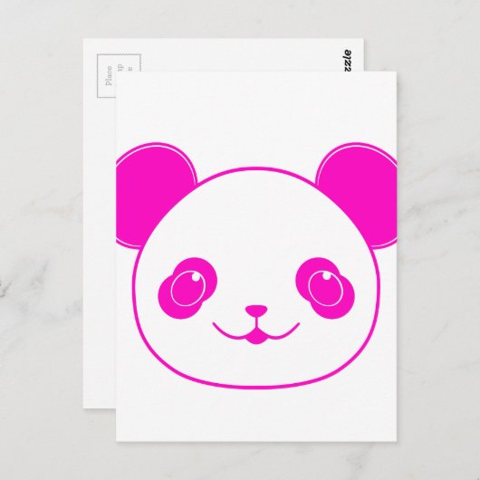 Carte Postale Ours rose Kawaii Panda (Devant / Derrière)