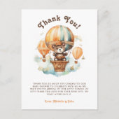 Carte Postale Ours rustique mignon avec baby shower à ballons (Devant)