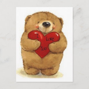 Carte Postale Ours Tenir le coeur-Je t'aime