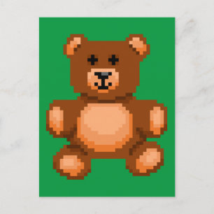 Carte Postale Ours vintage en tourbe - Pixel Art