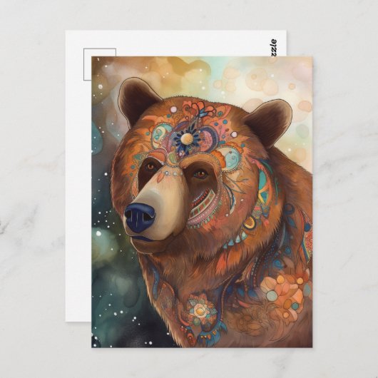 Carte Postale Ours Whimsical coloré (Devant / Derrière)