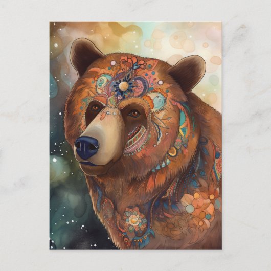 Carte Postale Ours Whimsical coloré (Devant)