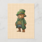 Carte Postale Ourson Saint Patrick - Costume irlandais vert (Devant)
