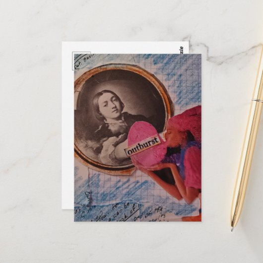 Carte Postale Outburst Mixed Media Collage (Devant/Arrière en situation)