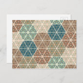 Carte Postale Outdoor | Blue & Green Tribal Pattern (Devant / Derrière)