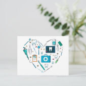 Carte Postale Outil de dentiste dentaire drôle en forme de cœur (Debout devant)