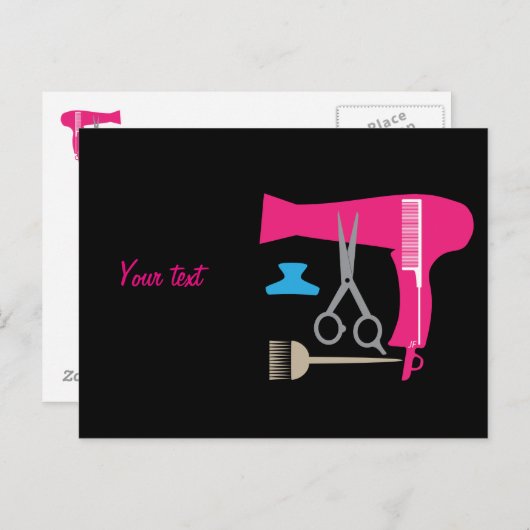 Carte Postale Outils de coiffure (Devant / Derrière)