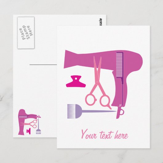 Carte Postale Outils de coiffure (Devant / Derrière)