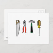 CARTE POSTALE OUTILS DE CONSTRUCTION (Devant / Derrière)