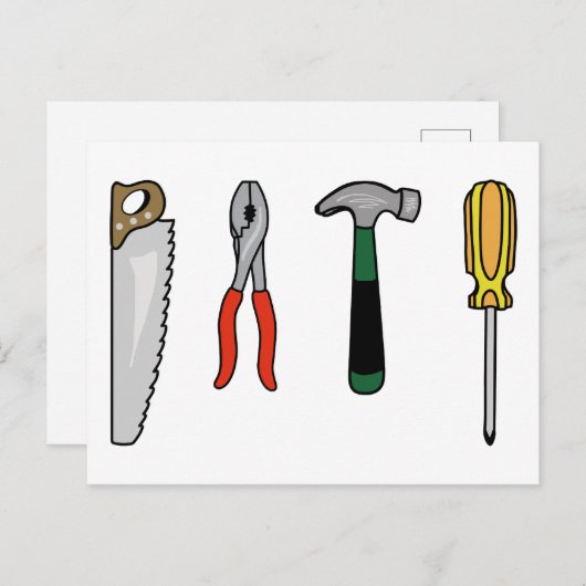 Carte Postale Outils de construction (Devant / Derrière)