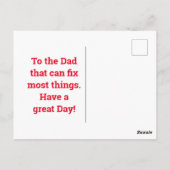 Carte postale Outils de fête des pères (Dos)