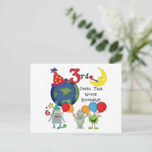 Carte Postale Outta This World 3rd Birthday T-shirts et cadeaux (Debout devant)