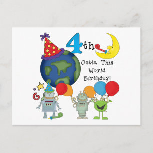 Carte Postale Outta This World 4th Birthday Tshirts et cadeaux