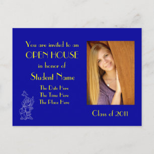 Carte postale ouverte bleue et or