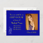 Carte postale ouverte bleue et or (Devant / Derrière)