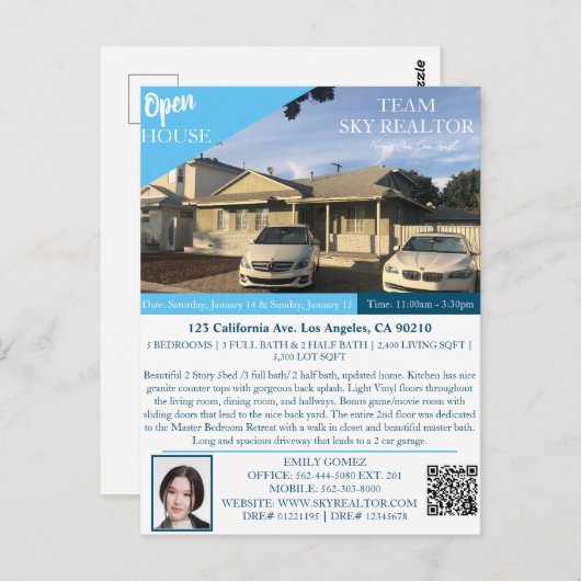 Carte postale ouverte du concessionnaire (Devant / Derrière)