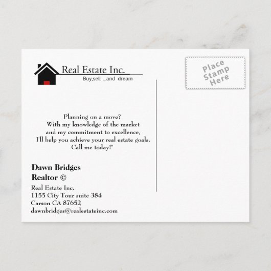 CARTE postale OUVERTE MAISON (Dos)