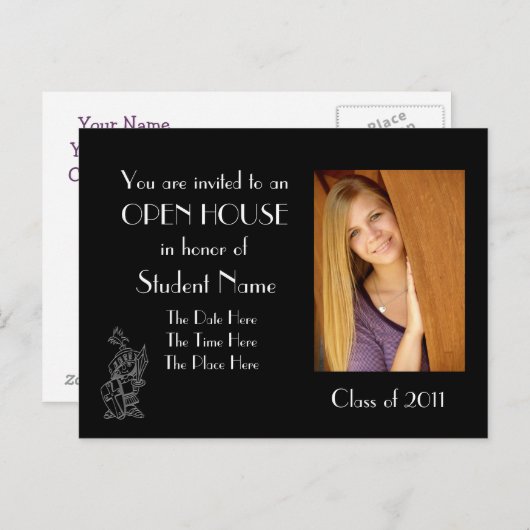 carte postale ouverte noire (Devant / Derrière)