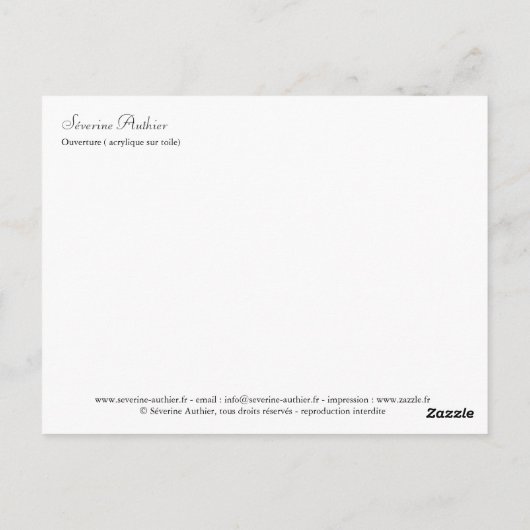 Carte Postale Ouverture (Dos)