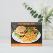 Carte Postale Ouverture de Burger Joint | Maintenant Ouvert | Co (Debout devant)