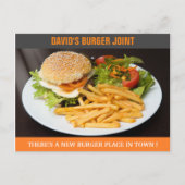 Carte Postale Ouverture de Burger Joint | Maintenant Ouvert | Co (Devant)