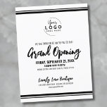 Carte Postale Ouverture du logo<br><div class="desc">Une invitation blanche propre et simple avec des polices noires et des détails, parfaite pour une ouverture d'entreprise, le lancement de marque, ou un événement de fête de produits. Le design comprend un arrière - plan blanc immaculé avec du texte noir personnalisable et de l'espace pour ajouter votre logo en...</div>