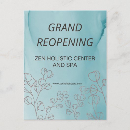 Carte Postale Ouverture d'un Salon de Spa d'Affaires Eucalyptus  (Devant)