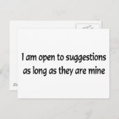 Carte Postale Ouvrir Aux Suggestions (Devant / Derrière)